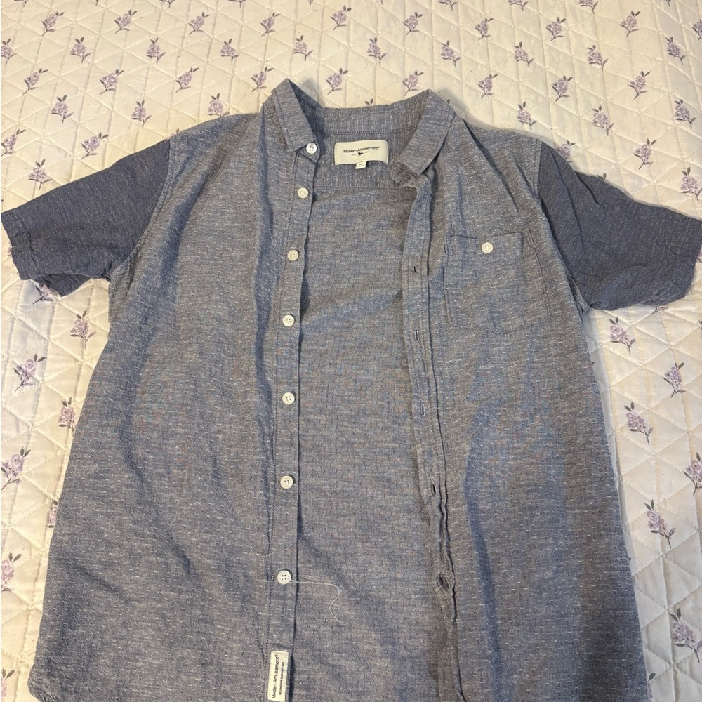 Modern Amusement Casual Blue Button Down Shirt